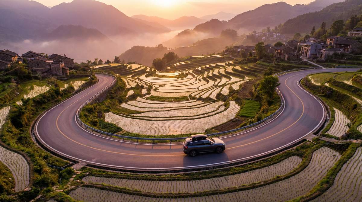 抖音风自驾视频航拍