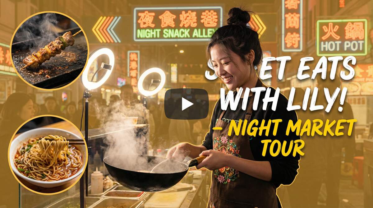 抖音风夜市美食视频